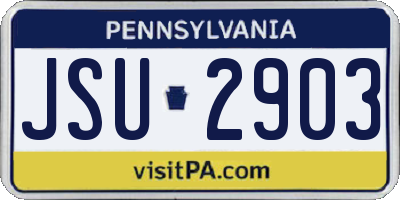 PA license plate JSU2903