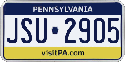 PA license plate JSU2905