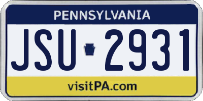 PA license plate JSU2931