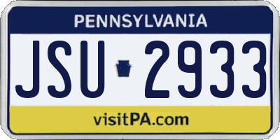 PA license plate JSU2933