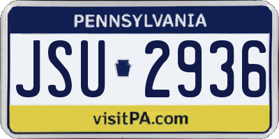 PA license plate JSU2936
