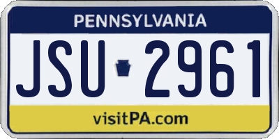 PA license plate JSU2961