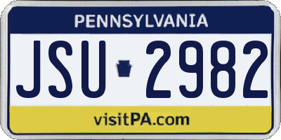 PA license plate JSU2982