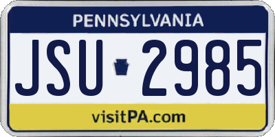 PA license plate JSU2985