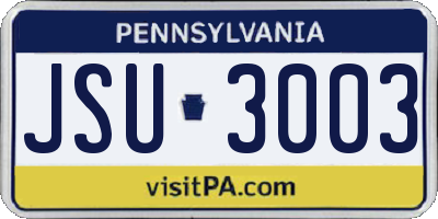 PA license plate JSU3003