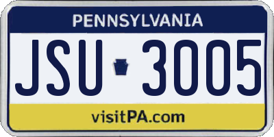 PA license plate JSU3005