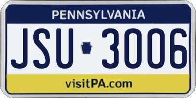 PA license plate JSU3006