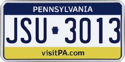 PA license plate JSU3013