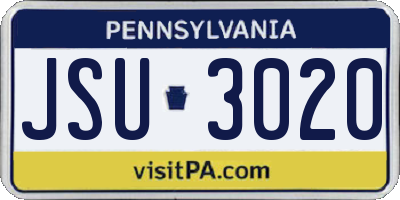 PA license plate JSU3020