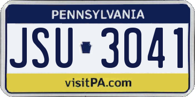PA license plate JSU3041