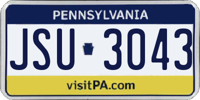 PA license plate JSU3043