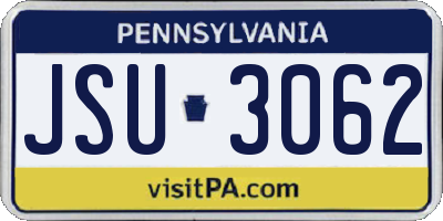 PA license plate JSU3062