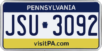 PA license plate JSU3092