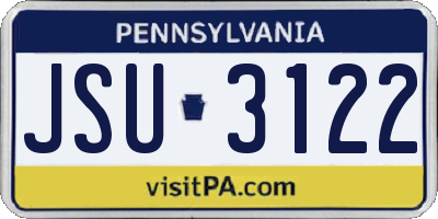 PA license plate JSU3122