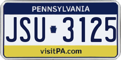 PA license plate JSU3125
