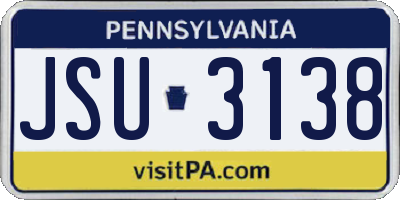 PA license plate JSU3138