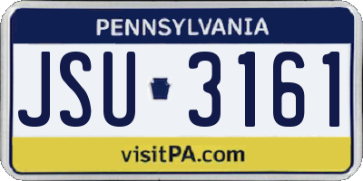 PA license plate JSU3161