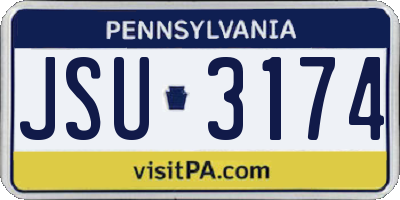PA license plate JSU3174