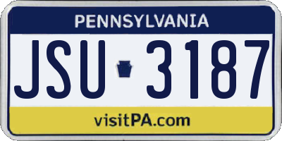 PA license plate JSU3187