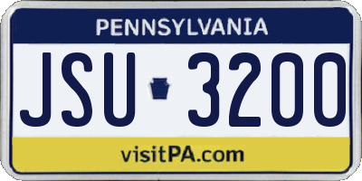 PA license plate JSU3200