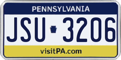 PA license plate JSU3206