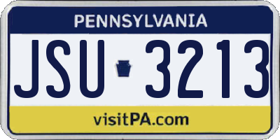 PA license plate JSU3213