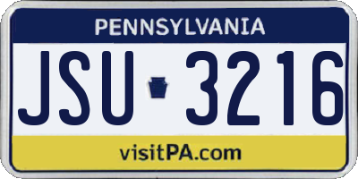 PA license plate JSU3216