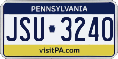 PA license plate JSU3240