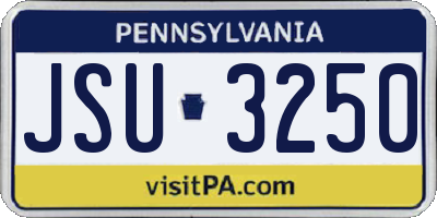 PA license plate JSU3250