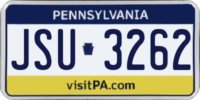PA license plate JSU3262