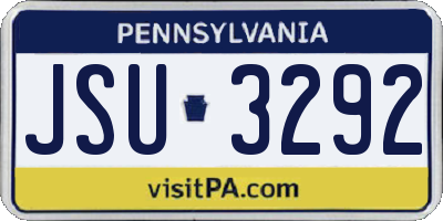 PA license plate JSU3292