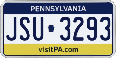PA license plate JSU3293