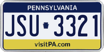 PA license plate JSU3321