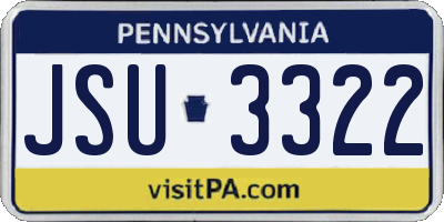 PA license plate JSU3322