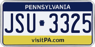 PA license plate JSU3325