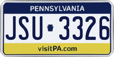 PA license plate JSU3326