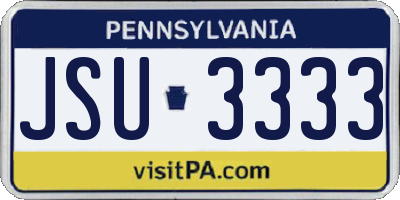 PA license plate JSU3333