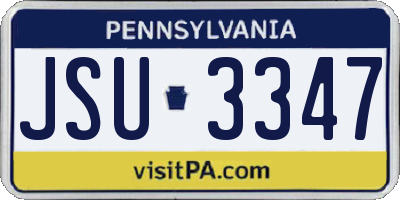 PA license plate JSU3347