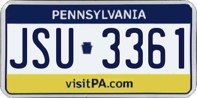PA license plate JSU3361