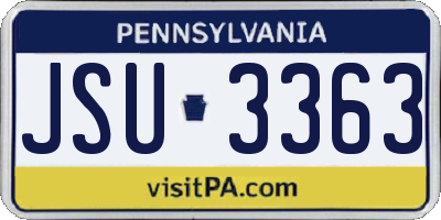 PA license plate JSU3363