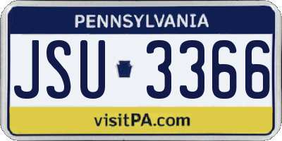 PA license plate JSU3366
