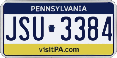 PA license plate JSU3384