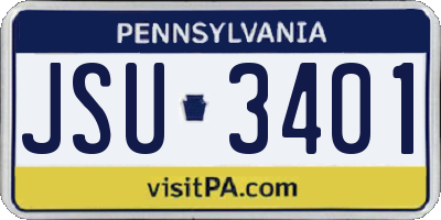 PA license plate JSU3401