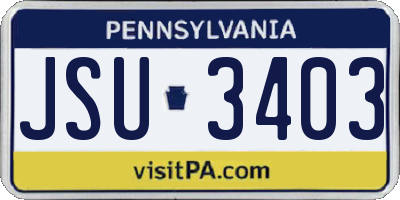 PA license plate JSU3403