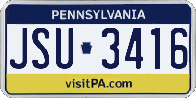 PA license plate JSU3416