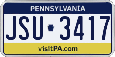 PA license plate JSU3417