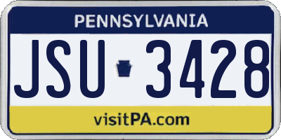 PA license plate JSU3428