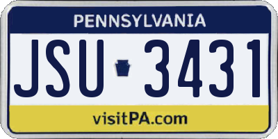 PA license plate JSU3431