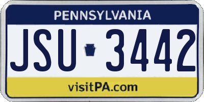 PA license plate JSU3442