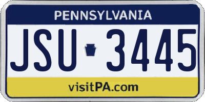 PA license plate JSU3445